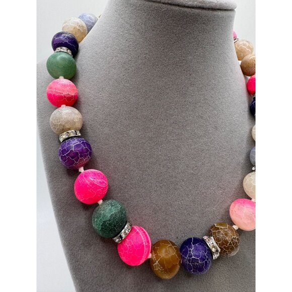 LUC Lucas Lemeth 925 Sterling Silver Dyed Quartz Necklace – Multicolor - Picture 5 of 10
